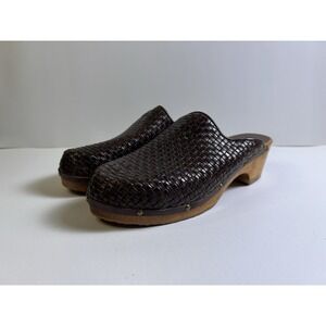 VTG Y2K Women's Shoes - Mixed Blues, Woven Leather, Mules, Clogs, Brown 8M